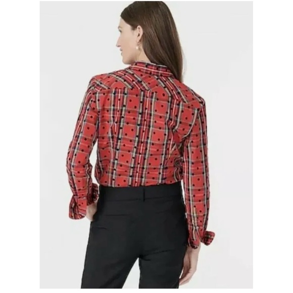 J Crew plaid dot shirt, size 4 - Picture 4 of 9